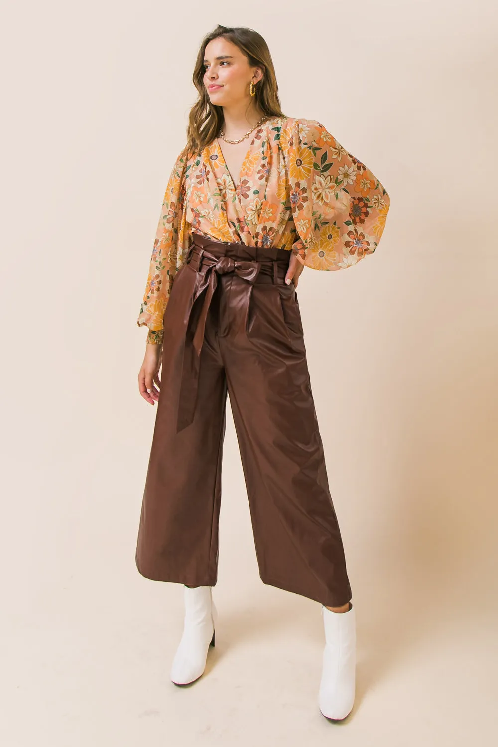 SHINING BRILLIANCE LEATHER WIDE LEG PANTS