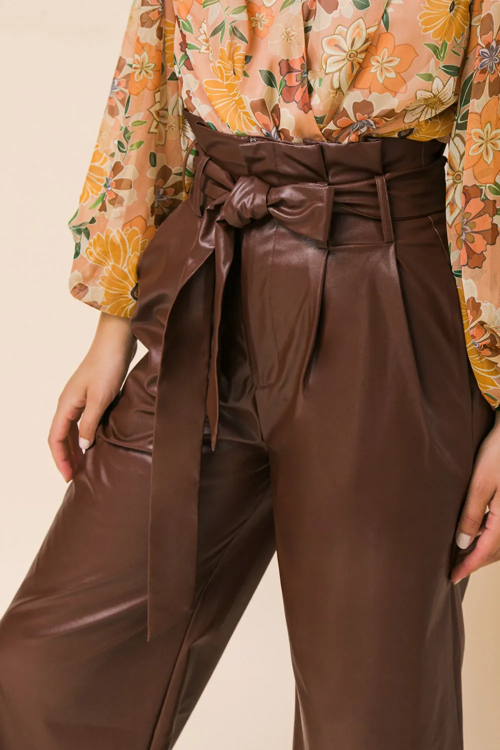 SHINING BRILLIANCE LEATHER WIDE LEG PANTS