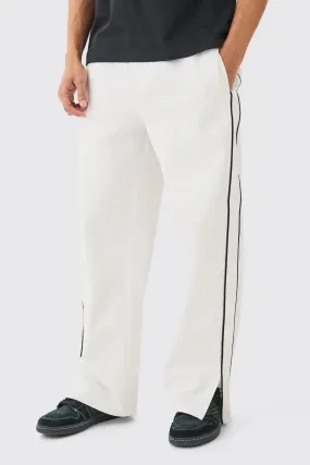 Side Stripe Split Hem Straight Leg Pants