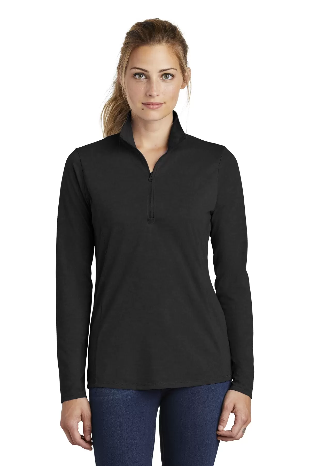 Sport Tek LST407 Sport-Tek  Ladies PosiCharge  Tri-Blend Wicking 1/4-Zip Pullover SKU: LST407