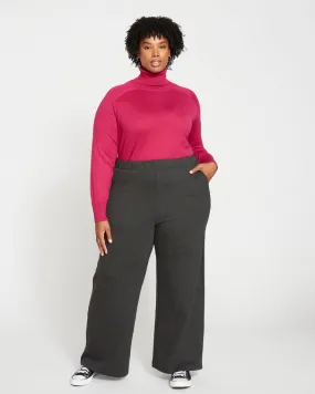 Stephanie Wide Leg Ponte Pants - Charcoal