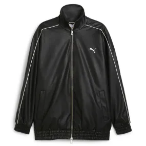 T7 Oversized Pleather Full Zip Track Jacket