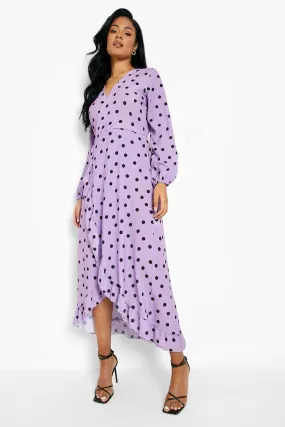 Tall Polka Dot Wrap Frill Dress