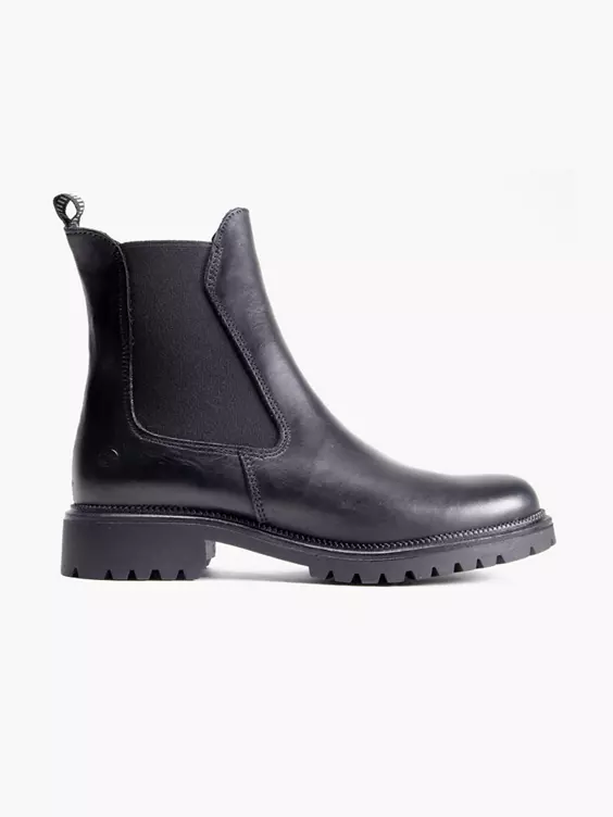 Tamaris  Black Leather Cleated Chelsea Boot (tbp)