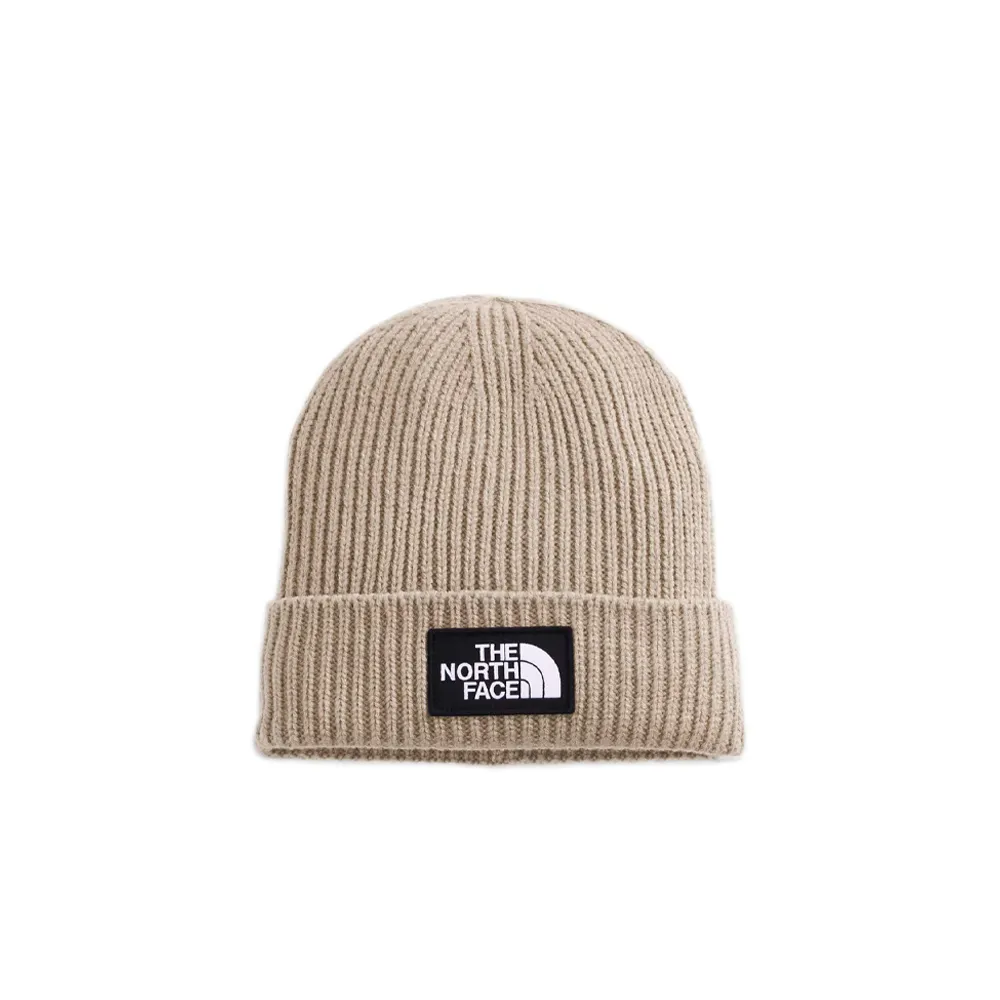 The North Face LOGO BOX CUFFED BEANIE, Flax 