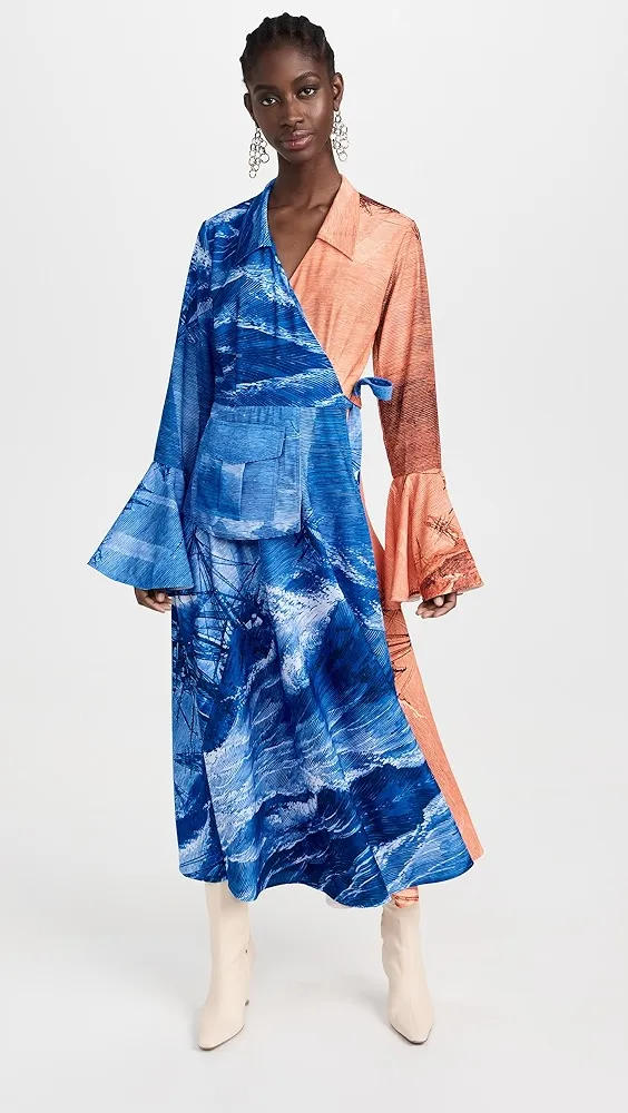 Thebe Magugu   Bi-Colour Ship Wreck Wrap Dress 