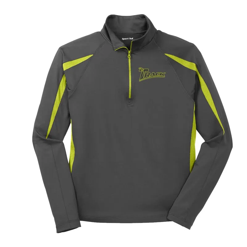 Track Grey Charge Green Coolwick Sport-Wick Stretch 1/2-Zip Colorblock Pullover