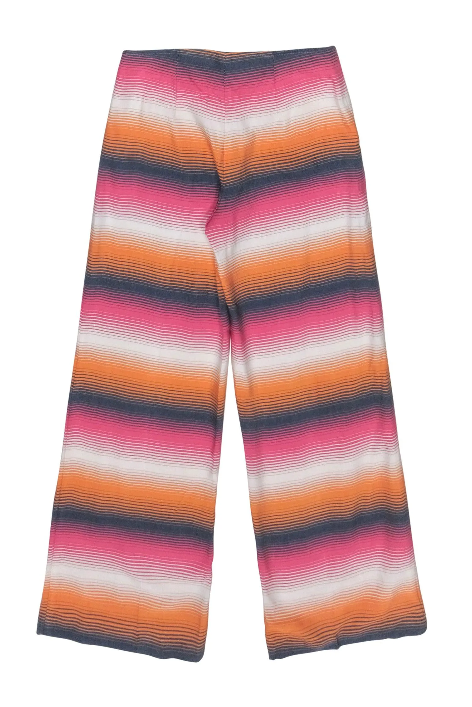 Trina Turk - Orange, Pink, Navy, % Cream Stripe Wide Leg Pants Sz 2