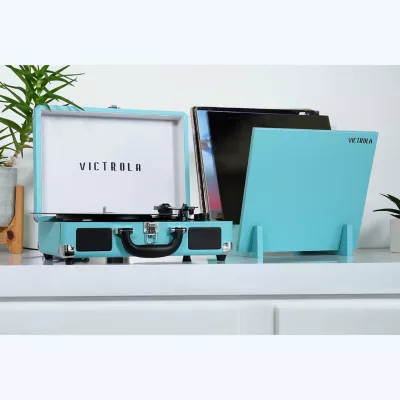 Victrola Journey+ Bluetooth Suitcase Record Player with Matching Record Stand