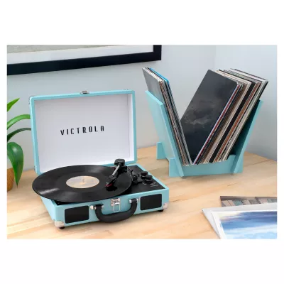 Victrola Journey+ Bluetooth Suitcase Record Player with Matching Record Stand