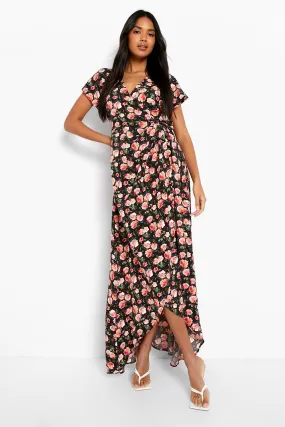 Wrap Front Maxi Dress Floral Print