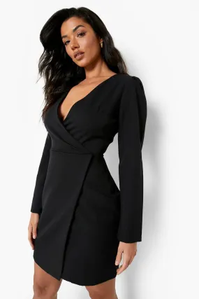 Wrap Front Woven Shift Dress