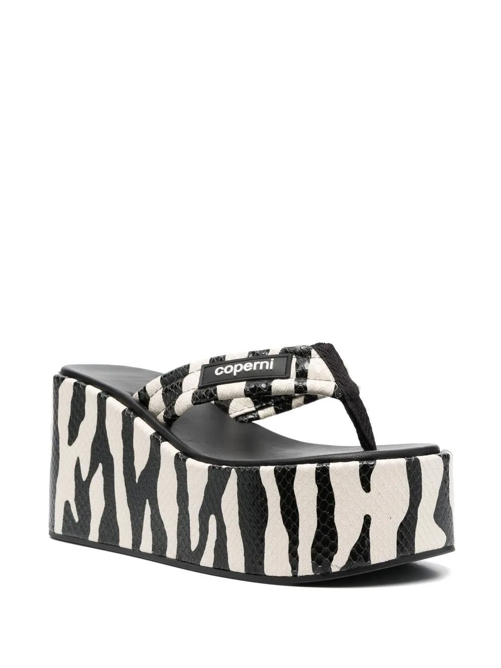 ZEBRA PRINT 100MM BRANDED WEDGE SANDALS