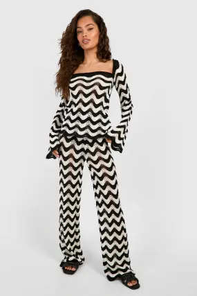 Zig Zag Crochet Wide Leg Pants