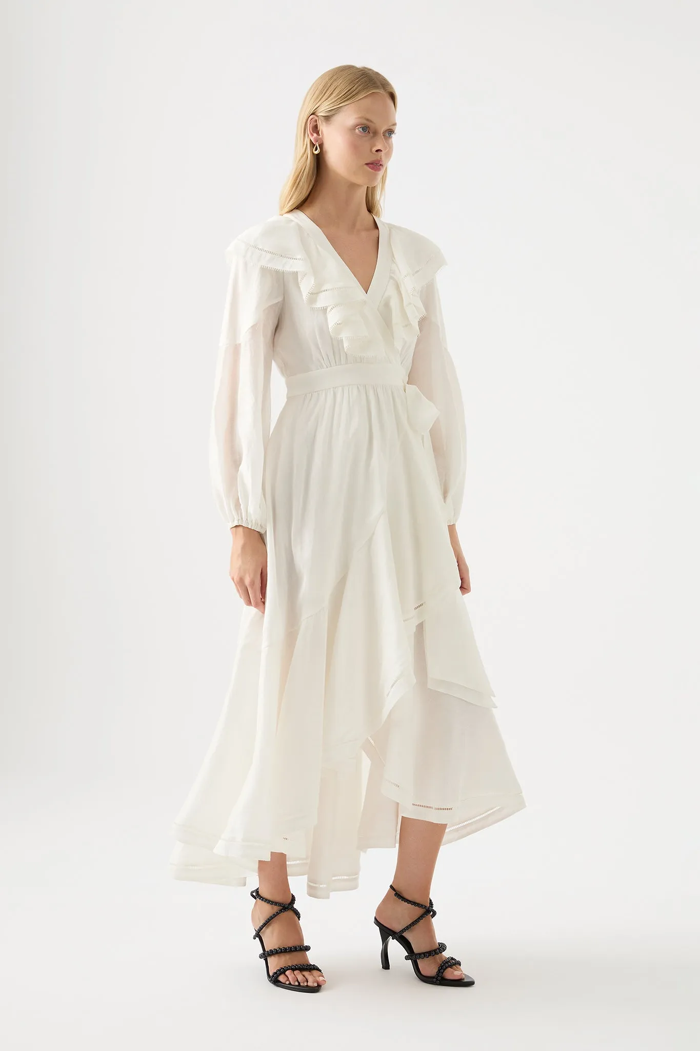 Zoe Ruffle Wrap Midi Dress